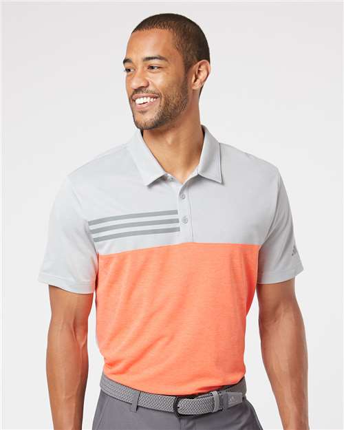 Adidas Men's Heathered Colorblocked 3-Stripes Polo
