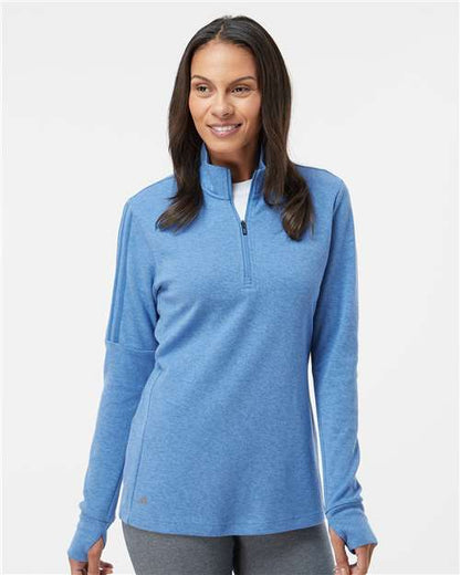 Adidas Women's 3-Stripes Quarter-Zip Sweater Pullover