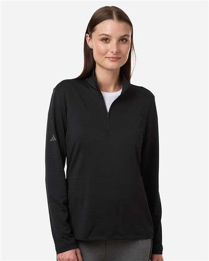 Adidas Women's Textured Stripe Quarter-Zip Pullover