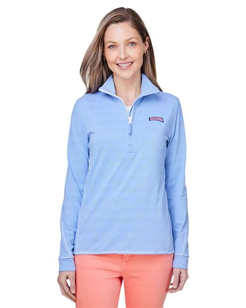vineyard vines Women's Microstripe Sankaty Half-Zip Pullover