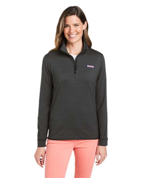 vineyard vines Women's Microstripe Sankaty Half-Zip Pullover
