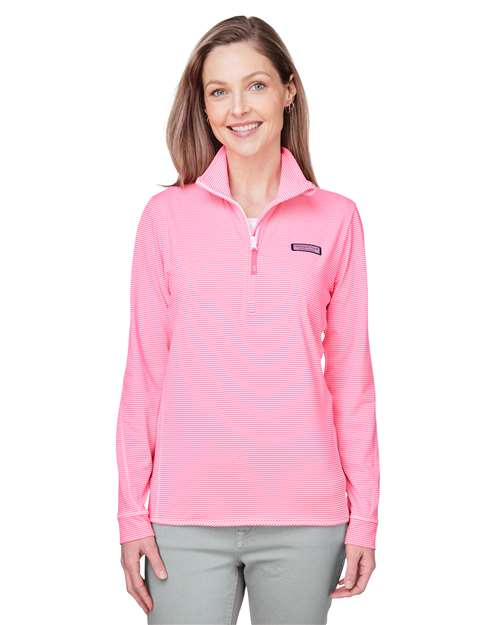 vineyard vines Women's Microstripe Sankaty Half-Zip Pullover