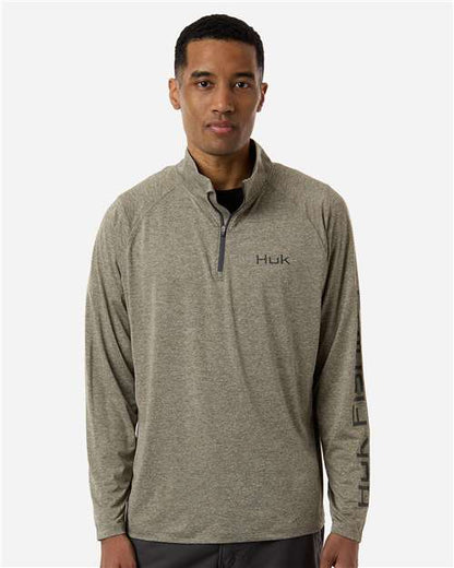 HUK Men's Airweight Heather Quarter-Zip Pullover