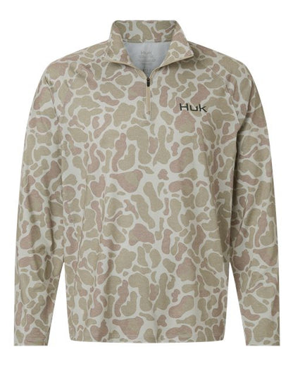 HUK Men's Airweight KC Printed Quarter-Zip Pullover