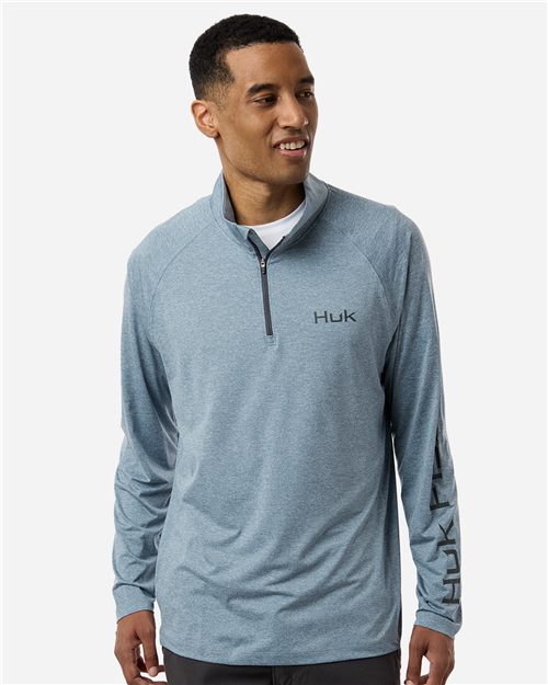 HUK Men's Airweight Heather Quarter-Zip Pullover