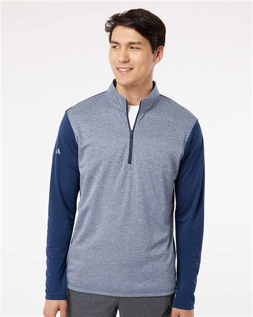 Men's Ultimate365 Heather Block Printed Quarter-Zip Pullover
